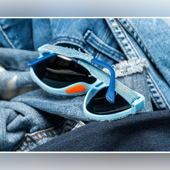 Goodr Limited Edition Super Fly Denim Aviator Glasses Denim Blue - Picture 2 of 11